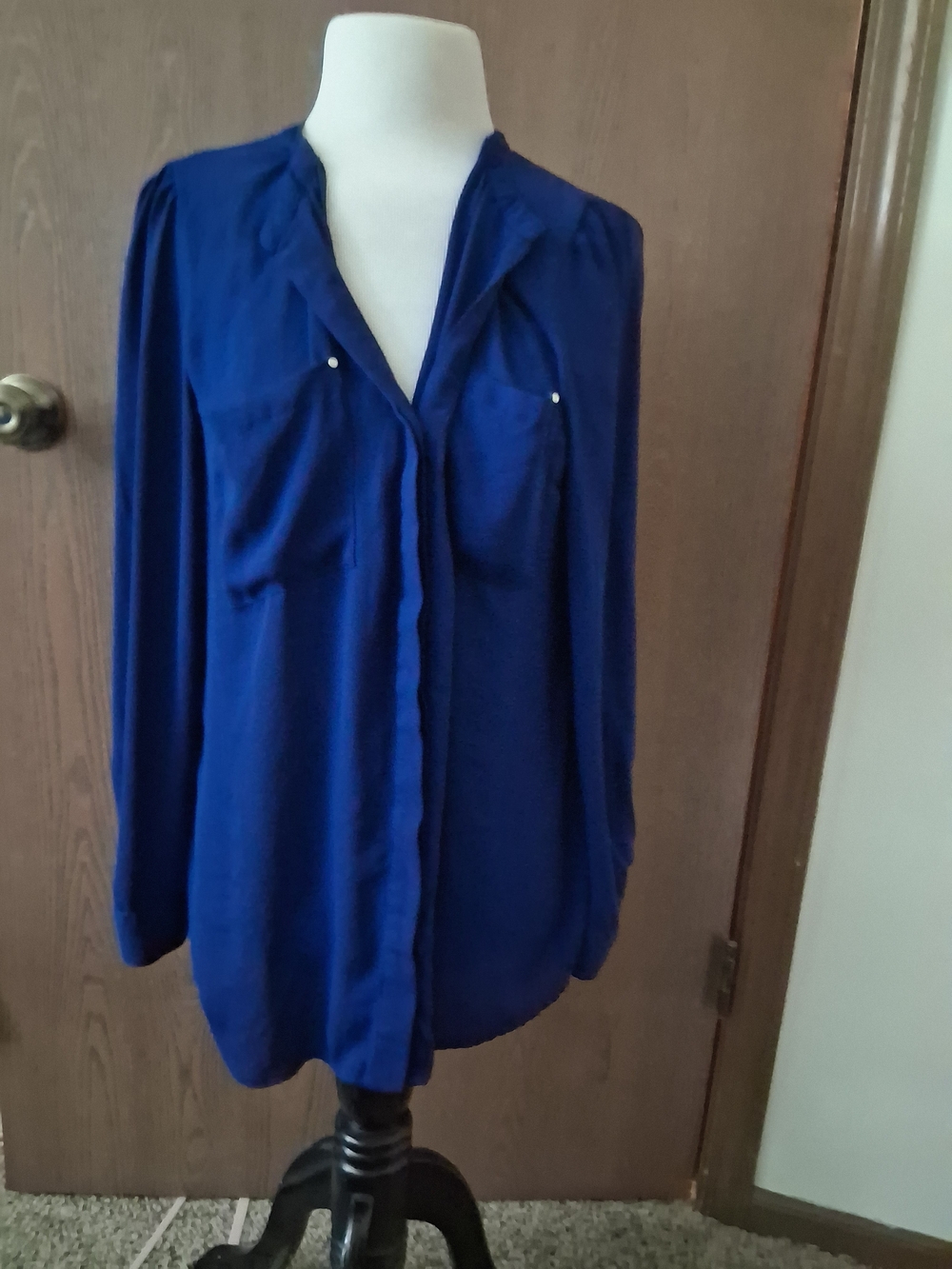 Apt. 9 Deep Blue Button-Down Blouse